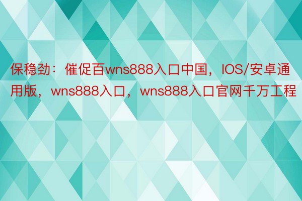保稳劲：催促百wns888入口中国，IOS/安卓通用版，wns888入口，wns888入口官网千万工程