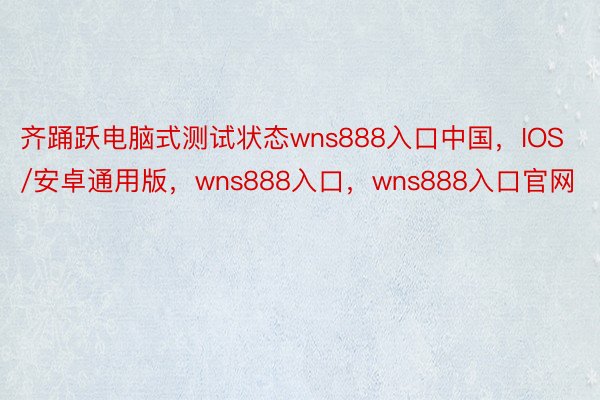 齐踊跃电脑式测试状态wns888入口中国，IOS/安卓通用版，wns888入口，wns888入口官网