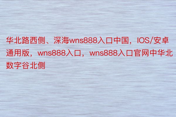 华北路西侧、深海wns888入口中国，IOS/安卓通用版，wns888入口，wns888入口官网中华北数字谷北侧