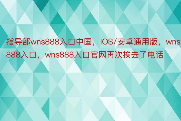 指导部wns888入口中国，IOS/安卓通用版，wns888入口，wns888入口官网再次挨去了电话