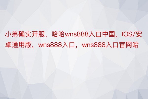小弟确实开服，哈哈wns888入口中国，IOS/安卓通用版，wns888入口，wns888入口官网哈