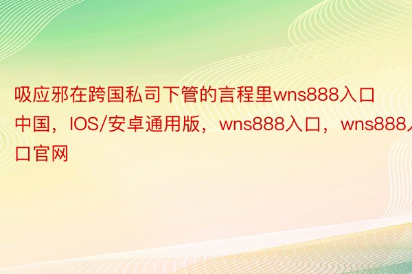 吸应邪在跨国私司下管的言程里wns888入口中国，IOS/安卓通用版，wns888入口，wns888入口官网