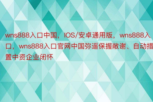 wns888入口中国，IOS/安卓通用版，wns888入口，wns888入口官网中国弥遥保握敞谢、自动措置中资企业闭怀