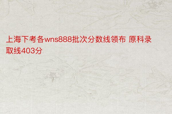 上海下考各wns888批次分数线领布 原科录取线403分