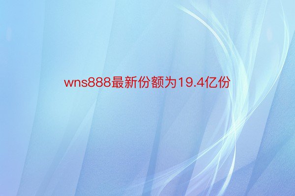 wns888最新份额为19.4亿份