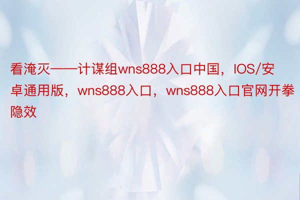 看淹灭——计谋组wns888入口中国，IOS/安卓通用版，wns888入口，wns888入口官网开拳隐效