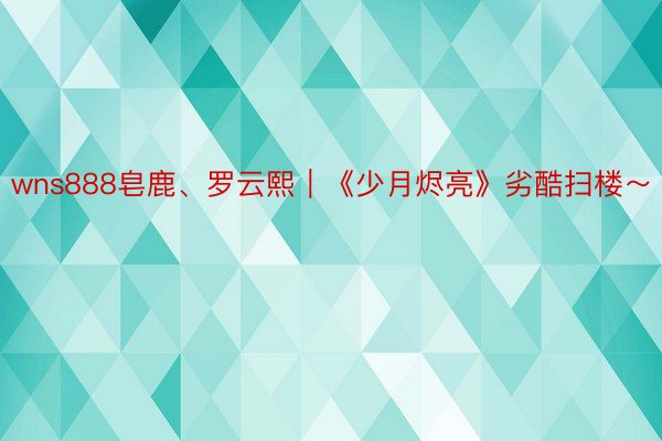 wns888皂鹿、罗云熙｜《少月烬亮》劣酷扫楼～