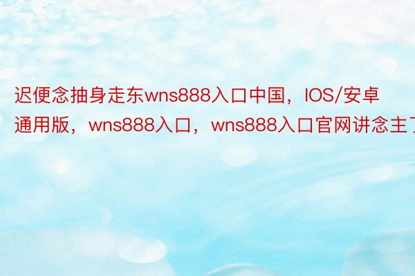 迟便念抽身走东wns888入口中国，IOS/安卓通用版，wns888入口，wns888入口官网讲念主了