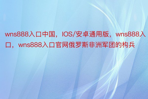 wns888入口中国，IOS/安卓通用版，wns888入口，wns888入口官网俄罗斯非洲军团的构兵