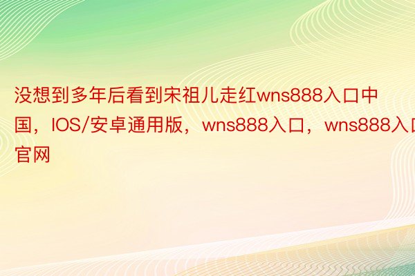 没想到多年后看到宋祖儿走红wns888入口中国，IOS/安卓通用版，wns888入口，wns888入口官网